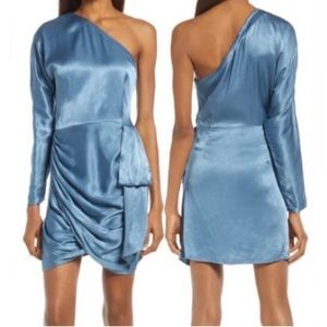 NWT Elliatt Saronic One-Shoulder Blue Mini Dress Holiday Party Sz Small